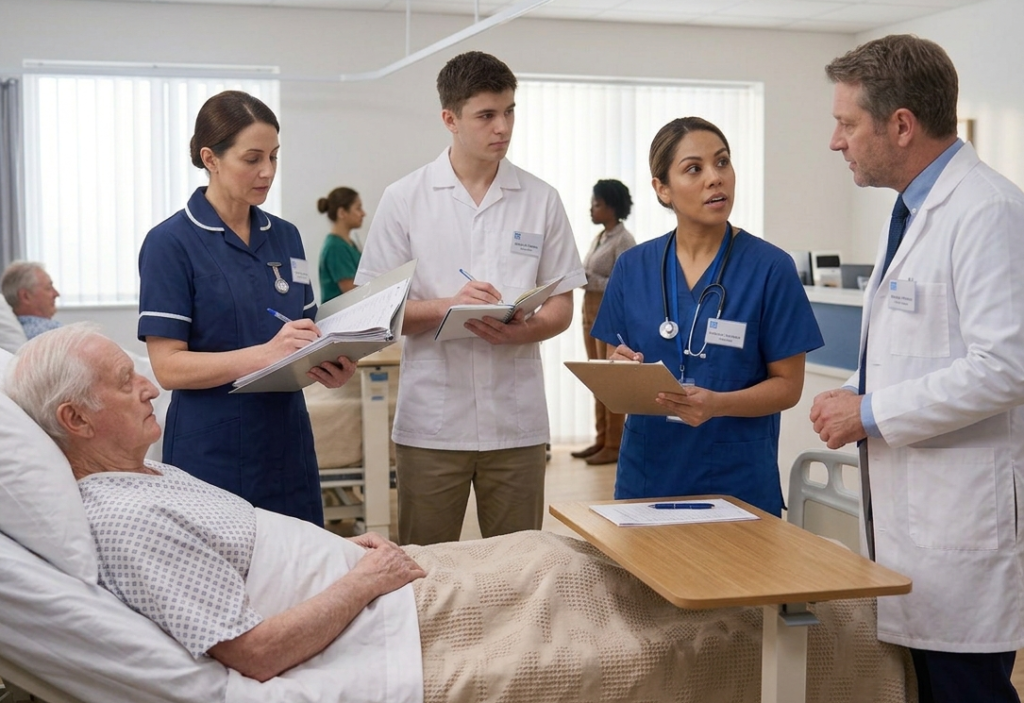 Medical team demonstrating effective ward round communication