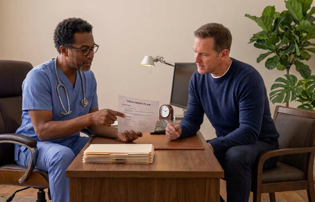 Doctor discussing treatment adherence with a patient