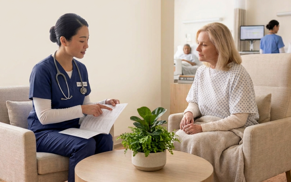 Doctor explaining clinical uncertainty to a patient